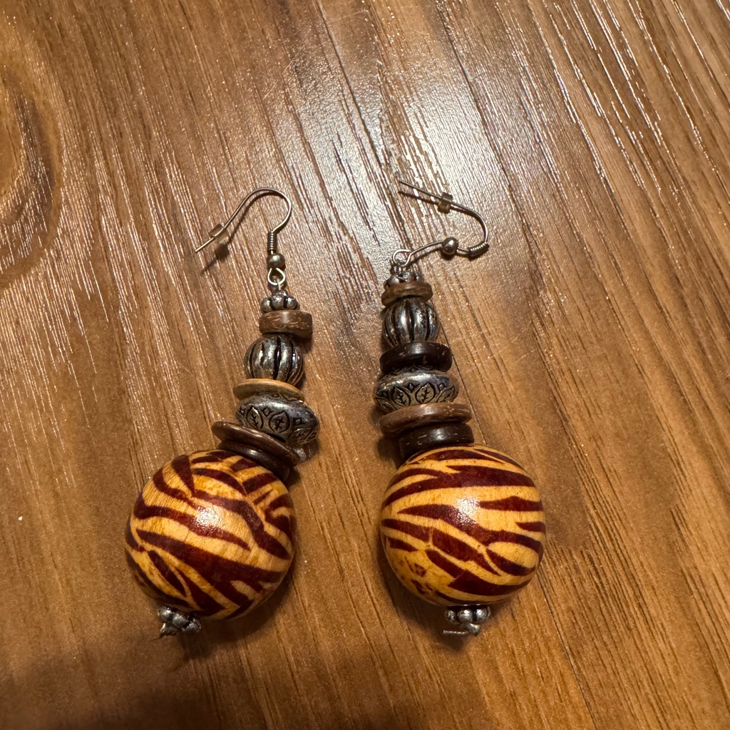 Wild Stripes Wooden Earrings